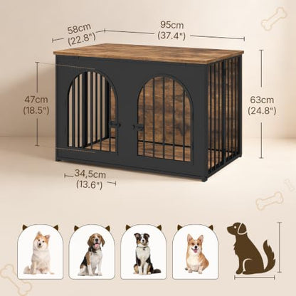 37.4" Dog Crate Furniture Foldable, Assembly-Free Dog Kennel, view 7