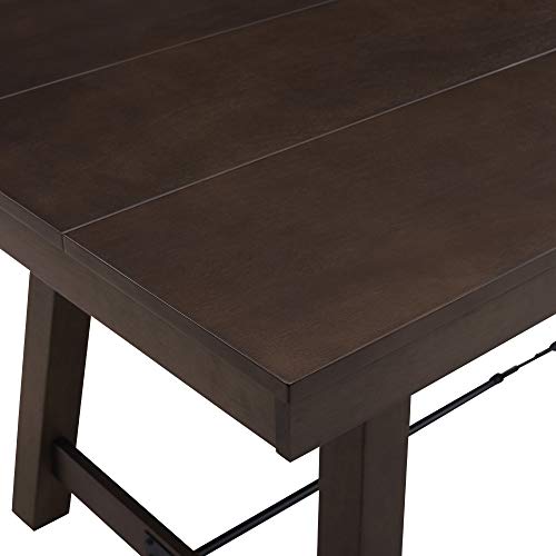 Liam Rustic Farmhouse Trestle Style Dining Table, 70 Inch, Dark Brown Oak
