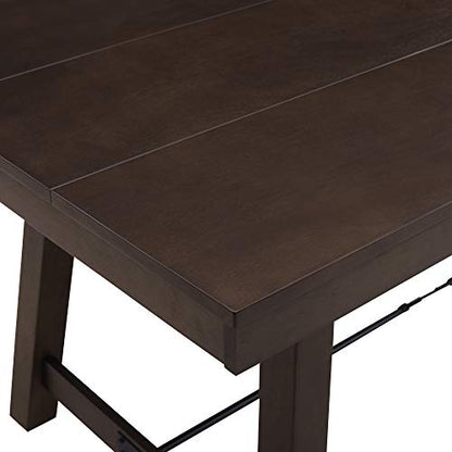 Liam Rustic Farmhouse Trestle Style Dining Table, 70 Inch, Dark Brown Oak