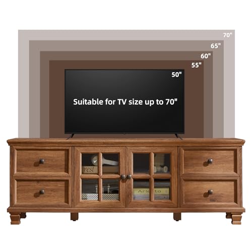 Farmhouse TV Stands for Living Room, Brown, view 7