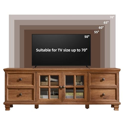Farmhouse TV Stands for Living Room, Brown, view 7