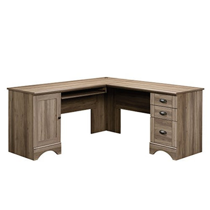 Harbor View Computer Desk, 66.14"D x 66.14"W x 30.28"H, Salt Oak finish