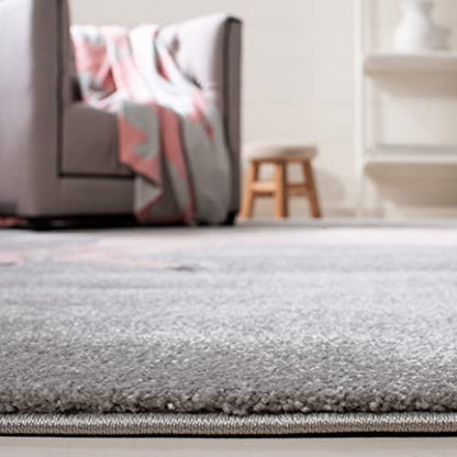 SAFAVIEH Carousel Kids Collection Accent Rug - 3'3" x 5'3", Grey & Pink, Non-Shedding & Easy Care, Ideal for High Traffic Areas for Boys & Girls in Playroom, Nursery, Bedroom (CRK163F)