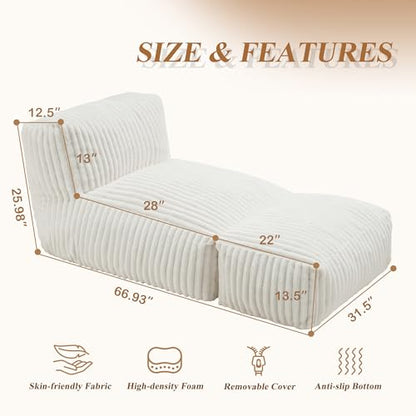 Large Bean Bag Chairs Sofa for Adults Giant BeanBag Couch Lounger, view 3