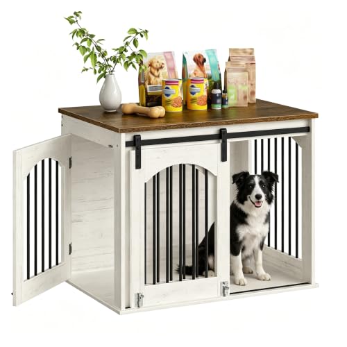 31.5" Dog Crate Furniture, Heavy Duty Dog Kennel with Barn Door, view 2