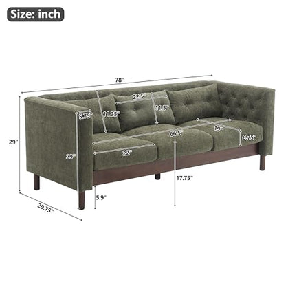 78" Linen Like Tufted Chaise Lounge, Modern Sofa with Solid Wooden Legs, view 3