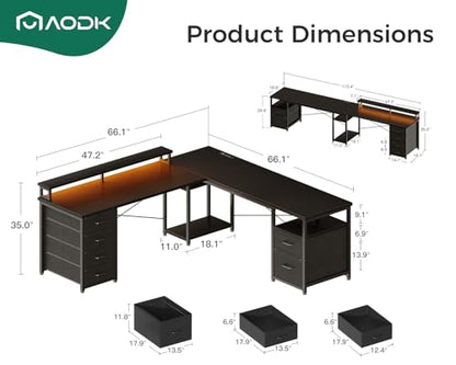 66" L Shaped Computer Desk, view 3