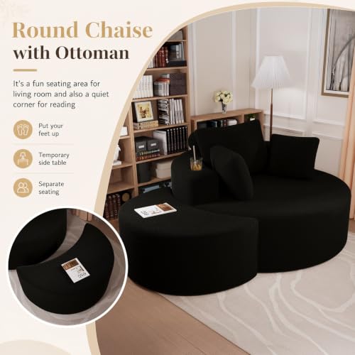 Round Chaise Lounge with Ottoman, view 5