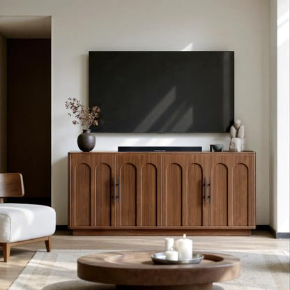 67" Arched Walnut Sideboard Buffet Cabinet with Storage, view 6