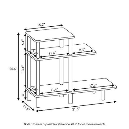 Turn-N-Tube 3-Tier Sofa Side Table, Espresso/Black, 31.5 in x 11.61 in x 25.63 in