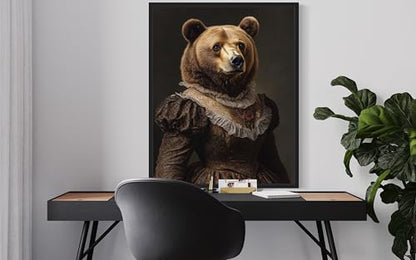 Brown Bear Art Print Poster, Female Wildlife Animal Portrait Farmhouse Nature Wall Art Bedroom Bathroom Living Room Decor 128 (Brown Bear, 20"L x 16"W, Unframed)