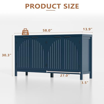 58“ Fluted Sideboard Buffet Cabinet with Storage, view 3