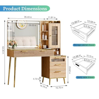 Vanity Desk with 29.53" HD Lighted Mirror, view 3