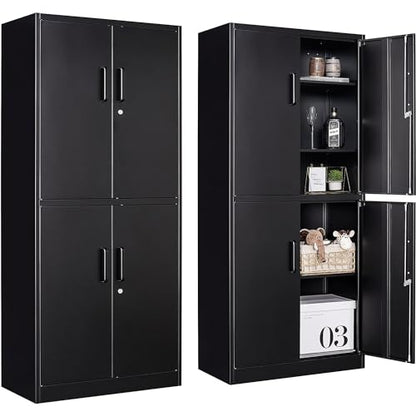 Metal Storage Cabinet with 3 Adjustable Shelves and 4 Doors, view 2