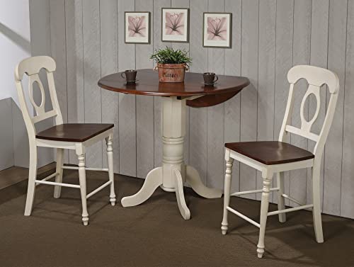 Andrews Pub Table Set, Distressed antique white with chestnut