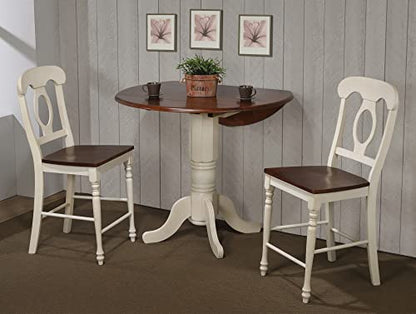 Andrews Pub Table Set, Distressed antique white with chestnut