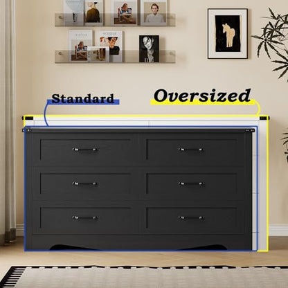 6-Drawer Dresser for Bedroom, Modern Wooden Chest of Drawers with Metal Handles, view 5