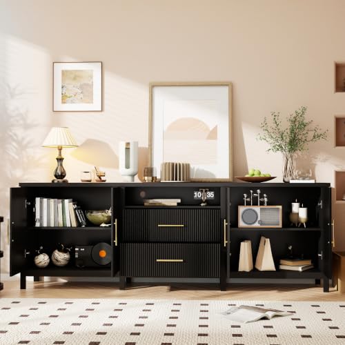 Black TV Stands for Living Room: 95" Entertainment Center for 100" TVs, view 4