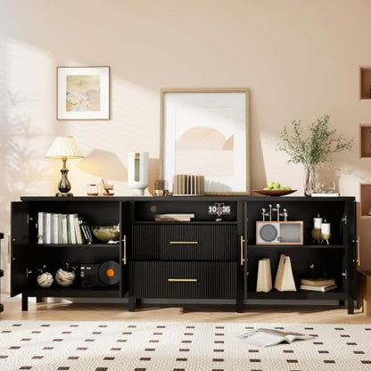Black TV Stands for Living Room: 95" Entertainment Center for 100" TVs, view 4