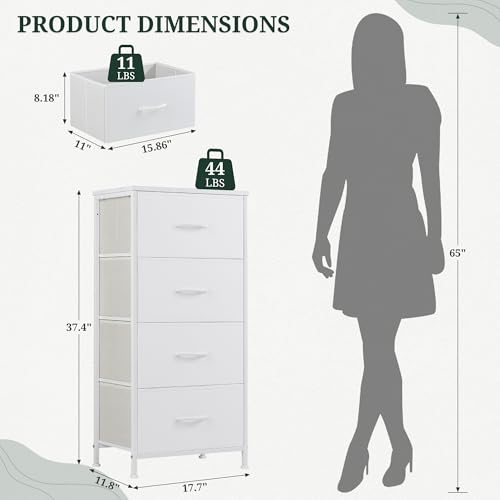 4 Drawers Dresser for Bedroom Fabric Storage Tower with Wooden Top, view 4