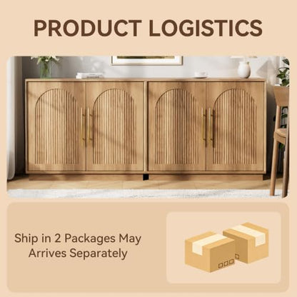 Fluted Sideboard Buffet Cabinet with Storage, view 8