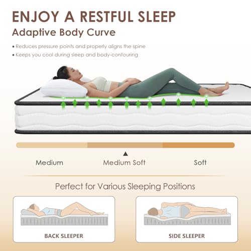 PayLessHere | 6 Inch Twin Mattress | Medium Firm Hybrid Mattress | White | with High-Density Foam and Breathable Cover | Pocket Spring Design, Pressure Relief | Bed in a Box, CertiPUR-US Certified