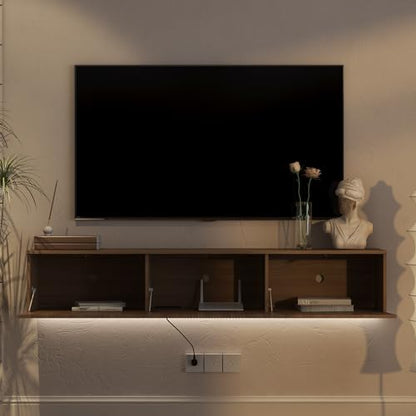 65" Floating TV Stand Wall Mounted with 16 Color LEDs & Power Outlets for TVs, view 5