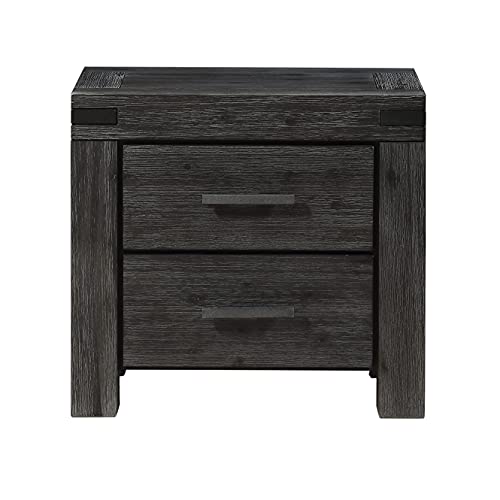 Solid Wood Nightstand, 2-Drawer, Meadow - Graphite