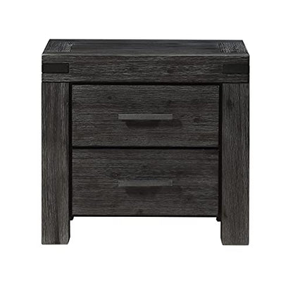 Solid Wood Nightstand, 2-Drawer, Meadow - Graphite