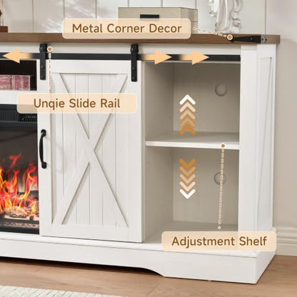 58" Fireplace TV Stand for TV up to 65 Inch with Farmhouse Tall Sliding Barn, view 6