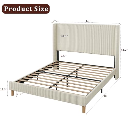 Queen Bed Frame with 51.2" Tall Headboard, view 3