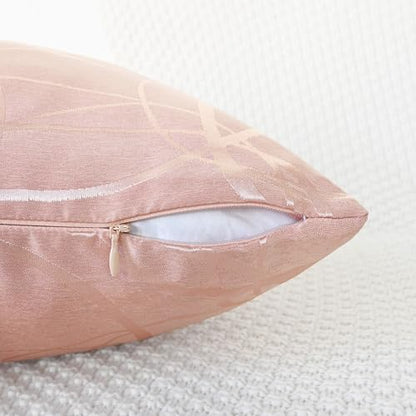 Throw Pillow Covers Pack of 2 Modern Shining & Dull Contrast Circles Rings Accent Geometric Cushion Cases Shells for Couch Sofa Home Decor 12 X 20 Inches Dusty Pink