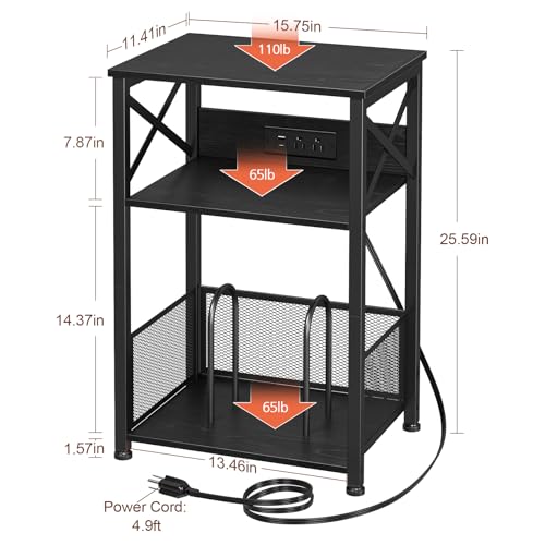 Record Player Stand with Charging Station, Vinyl Record Storage, view 4