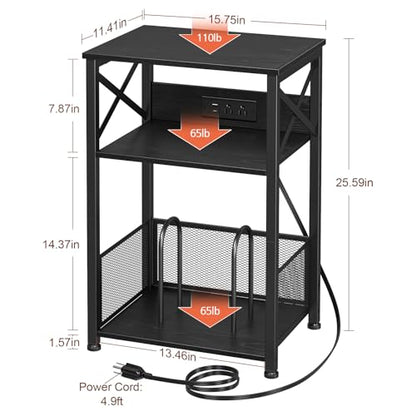 Record Player Stand with Charging Station, Vinyl Record Storage, view 4