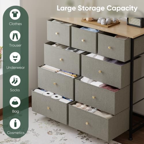 Fabric Dresser for Bedroom with 9 Drawers, Storage Tower, view 4