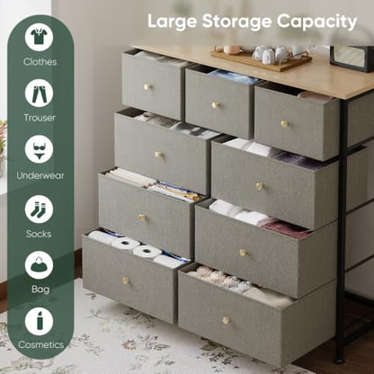 Fabric Dresser for Bedroom with 9 Drawers, Storage Tower, view 4