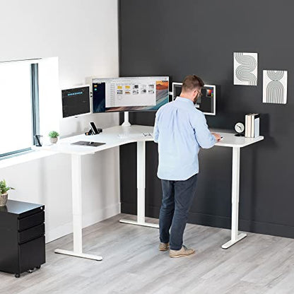 VIVO White 71 x 71 in Corner Standing Desk, DESK-KIT-E3CWW, view 3