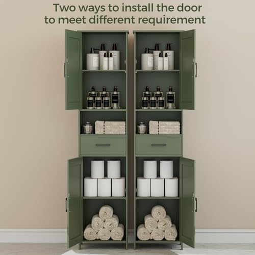 67" H Tall Bathroom Storage Cabinet with Barn Doors and Drawer, view 6