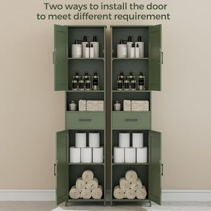 67" H Tall Bathroom Storage Cabinet with Barn Doors and Drawer, view 6