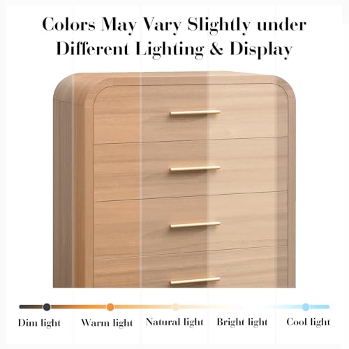 Curved 5 Drawer Dresser for Bedroom, 31'' Wide Chest of Drawers, view 4