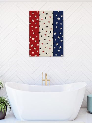 NuYeBiofx Independence Day Stripes and Stars Canvas Wall Art Prints,48"x32" Framed Picture Artwork Vintage USA Flag Star Printed Canvas Oil Painting for Living Room Bedroom Office,Ready to Hang