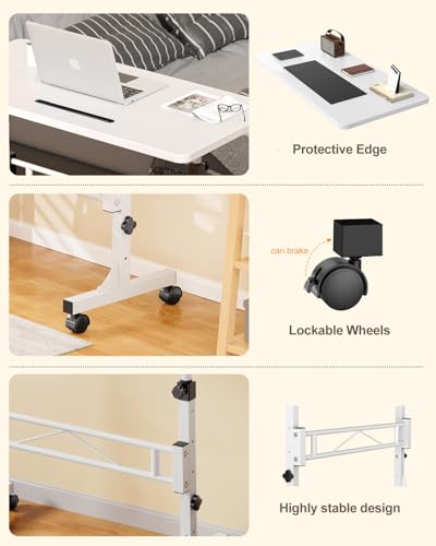 Small Standing Desk Adjustable Height, Mobile Stand Up Desk with Wheels, view 7