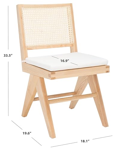 SAFAVIEH Couture Collection Colette Tropical Coastal Natural Solid Wood Rattan Dining Chair Set of 2