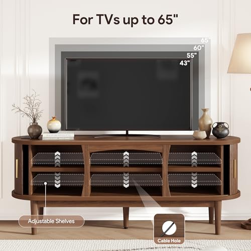 Mid Century TV Stand for TVs up to 65 Inches, Entertainment Center with Storage, view 4