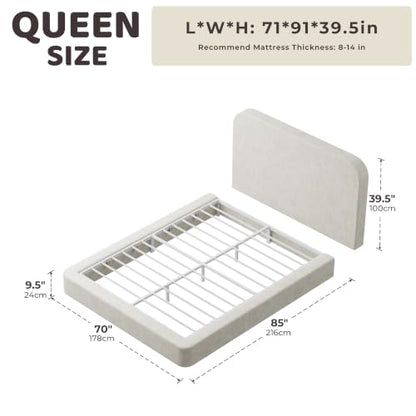 AirFrame Queen Upholstered Bed Frame with Rounded-Corner Headboard, view 3