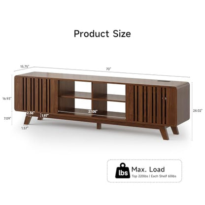 70" TV Stand for TV Up to 85", Mid-Century Modern Television Stand, view 3