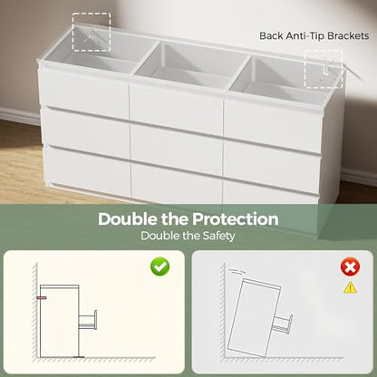Modern 9 Drawer Dresser for Bedroom, Simply Chest of Drawers, view 6