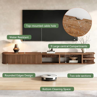 71" Floating TV Stand Up to 90'' TVs, Solid Wood Media Console, view 7