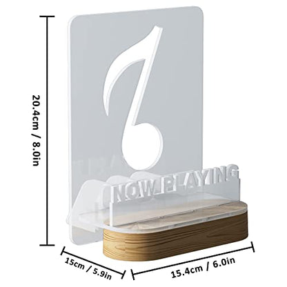 Light up Now Playing Vinyl Record Stand, Now Spinning Record Stand, Wooden Acrylic Holder for Album Display Storage, Vinyl Record LED Display Storage Collection Holder with USB Powered