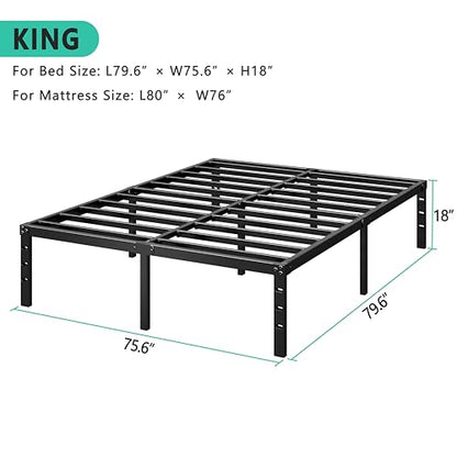 HLIPHA Metal Platform Bed Frame 18 Inch Tall, No Box Spring Needed, view 4